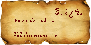Burza Árpád névjegykártya
